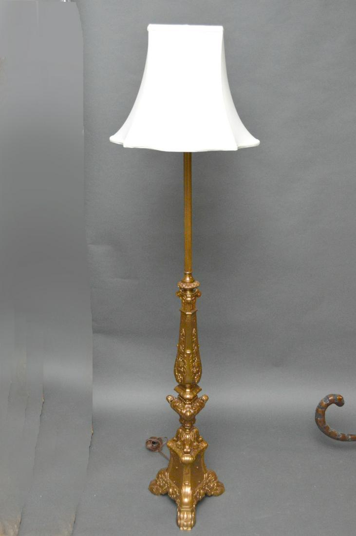 Italian Gilt Metal Floor Lamp.  Condition: good and (1 of 4)