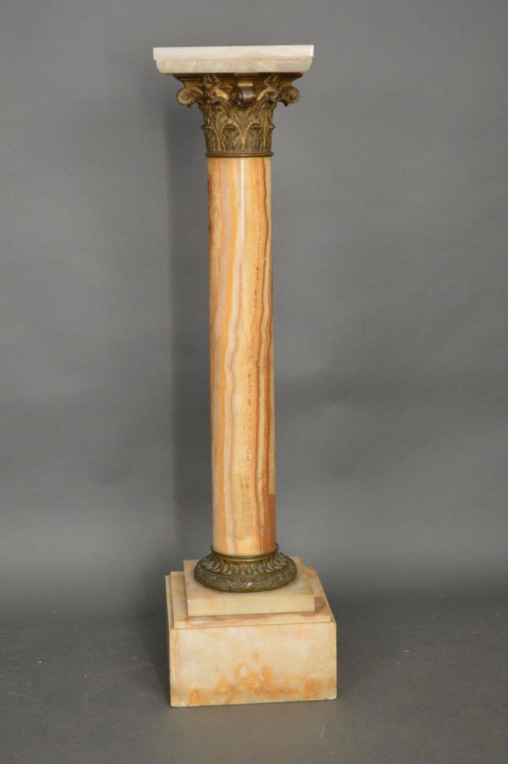 Onyx pedestal column on stepped base with bronze (1 of 6)