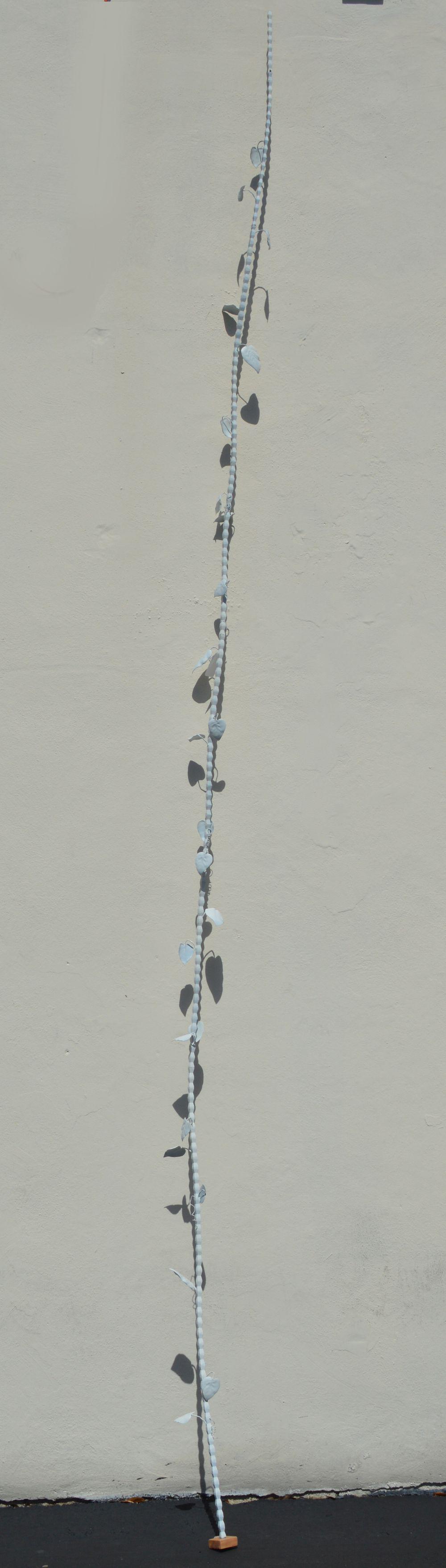 Peter Coffin (California born 1972) "Bean Stock": Peter Coffin (California born 1972) "Bean Stock" painted white metal, 161 inches tall. breaks down with threaded ends into small parts for easy transportation and set up.