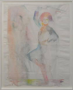 Ulla von Brandenburg (GERMAN, 1974) Frau im Kostum –: Ulla von Brandenburg (GERMAN, 1974) Frau im Kostum – 2008, Watercolor on tissue paper, 57.48 x 44.48 inches. 146 x 113 cm. Gallery Label Art Concept Paris