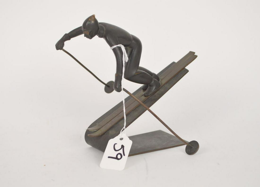 Richard Rohac (1906-1965 Austrian). Mid-Century Vienna: Richard Rohac (1906-1965 Austrian). Mid-Century Vienna Austrian Solid Bronze Skier. Good condition. Larger size. Incised "RR" on bottom, c. 1940. 7" x 6 1/4" x 2 1/2"