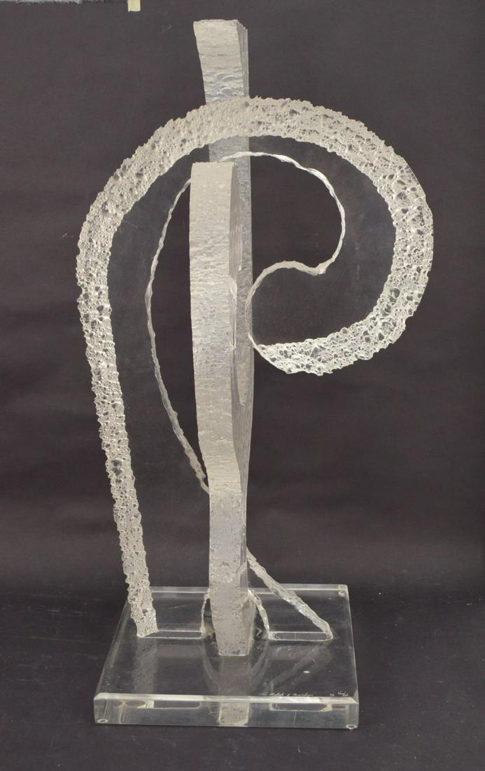 Hivo Van Teal (Cuban/American 20th cent). Tall Lucite: Hivo Van Teal (Cuban/American 20th cent). Tall Lucite Modernist Sculpture. Depicting an ice structure. A/P, signed Van Teal at base. Dimensions: 39” height, 18” wide at top, 16” middle & 14” b