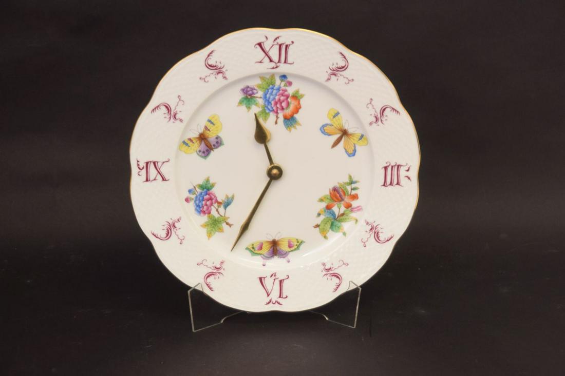 HEREND Queen Victoria Pink Border Wall Clock, Measures: HEREND Queen Victoria Pink Border Wall Clock, Measures 11" diameter