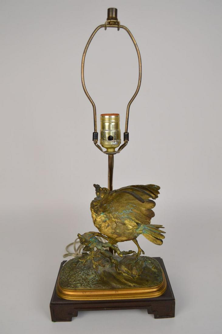 Ferdinand Patriot (French, 1832–1874) Gilt Bronze: Ferdinand Patriot (French, 1832–1874) Gilt Bronze Sculpture now electrified and mounted as a lamp. Condition: no issues identified. Lamp is in working condition. Height 10" Overall Height to the fin