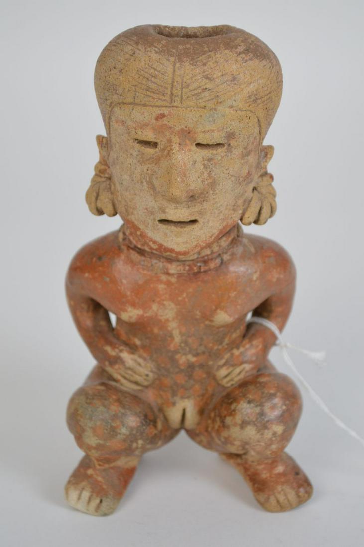 Nayarit Chinesco Pottery Figure of a Squatting Female: Nayarit Chinesco Pottery Figure of a Squatting Female (Type D), Mexico, Protoclassic (100 BCE - 250 CE)
