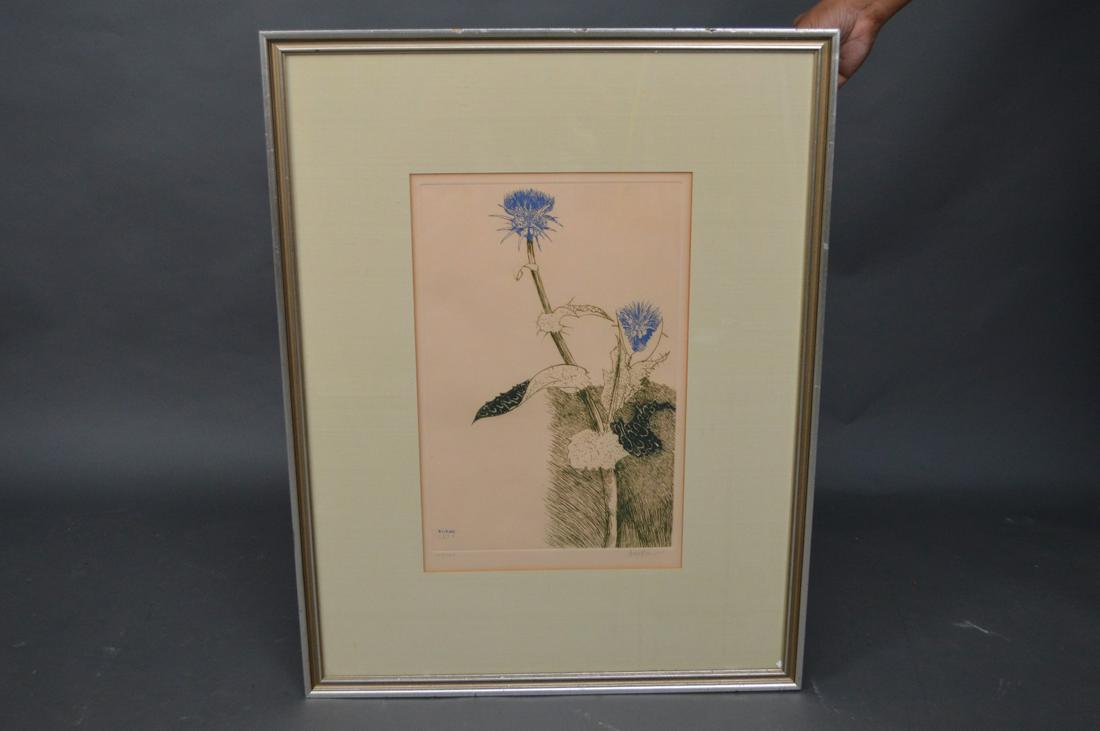 Leonard Baskin (American 1922 - 2000) Floral Etching,: Leonard Baskin (American 1922 - 2000) Floral Etching, sight size, 19-1/2 x 12-1/2 inches