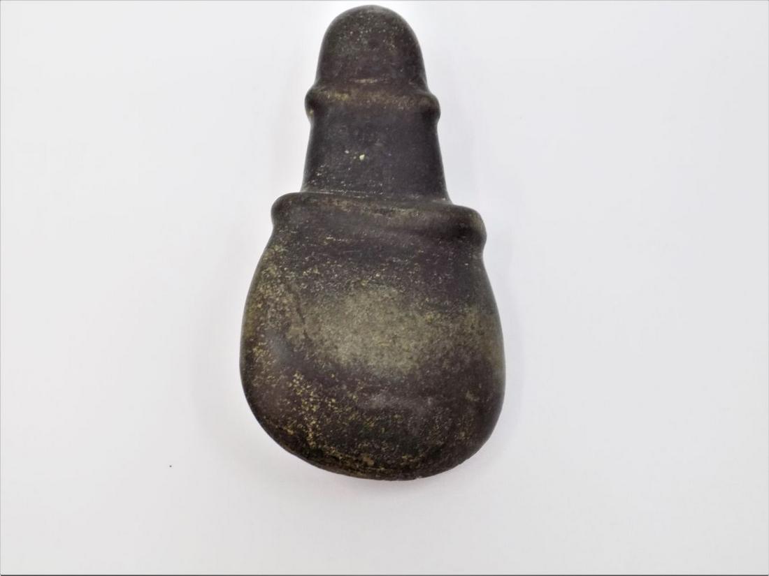 Pre-Columbian Stone Idol, Hand Carved Stone Idol, Dark: Pre-Columbian Stone Idol, Hand Carved Stone Idol, Dark Brown Hard Stone, Mineral Deposits, Signs of Erosion, Origin: Mesoamerica, Age: 500-800 A.D.