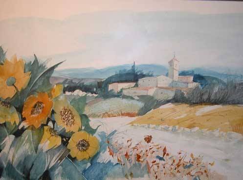 Charles Levier (French, b. 1920), "Spanish Monast: Charles Levier (French, b. 1920), "Spanish Monastery", watercolor on paper, 23" x 32"