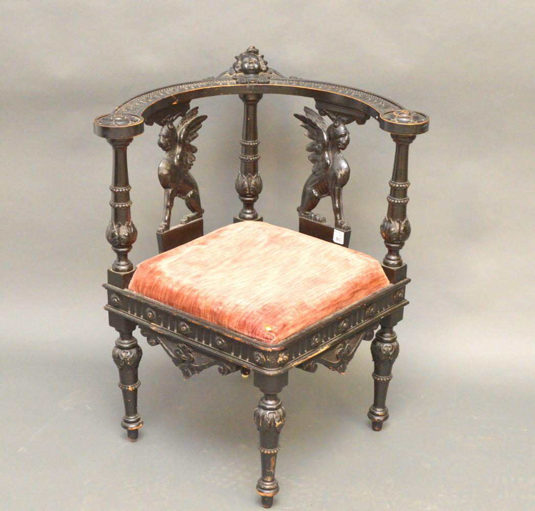 Carved Continental corner chair: Carved Continental corner chair