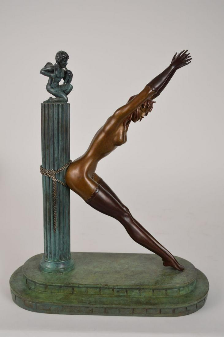 ERTE BRONZE SCULPTURE - PRISONER OF LOVE Erté (Romain: ERTE BRONZE SCULPTURE - PRISONER OF LOVE Erté (Romain de Tirtoff, Russian/French 1892-1990) Limited Edition gilded and cold painted bronze sculpture, signed & numbered 166/350; H. 15.5" x W. 12.5", G
