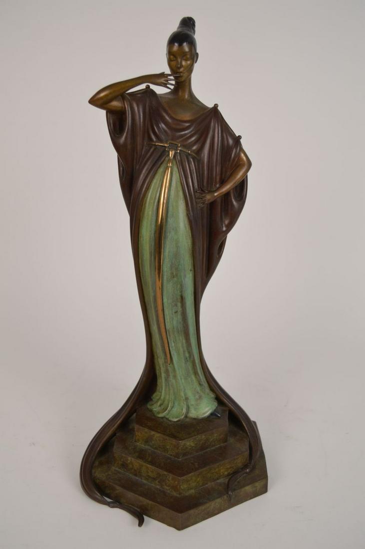 ERTE BRONZE SCULPTURE - AN EVENING IN 1922 Erté (Romain: ERTE BRONZE SCULPTURE - AN EVENING IN 1922 Erté (Romain de Tirtoff, Russian/French 1892-1990) Limited Edition gilded and cold painted bronze sculpture, signed/numbered 83/250; H. 17", Good Condition