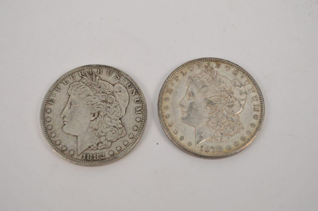 2 Silver Carson City Morgan Dollar 1878 CC & 1882 CC.: 2 Silver Carson City Morgan Dollar 1878 CC & 1882 CC. Please see pictures for condition