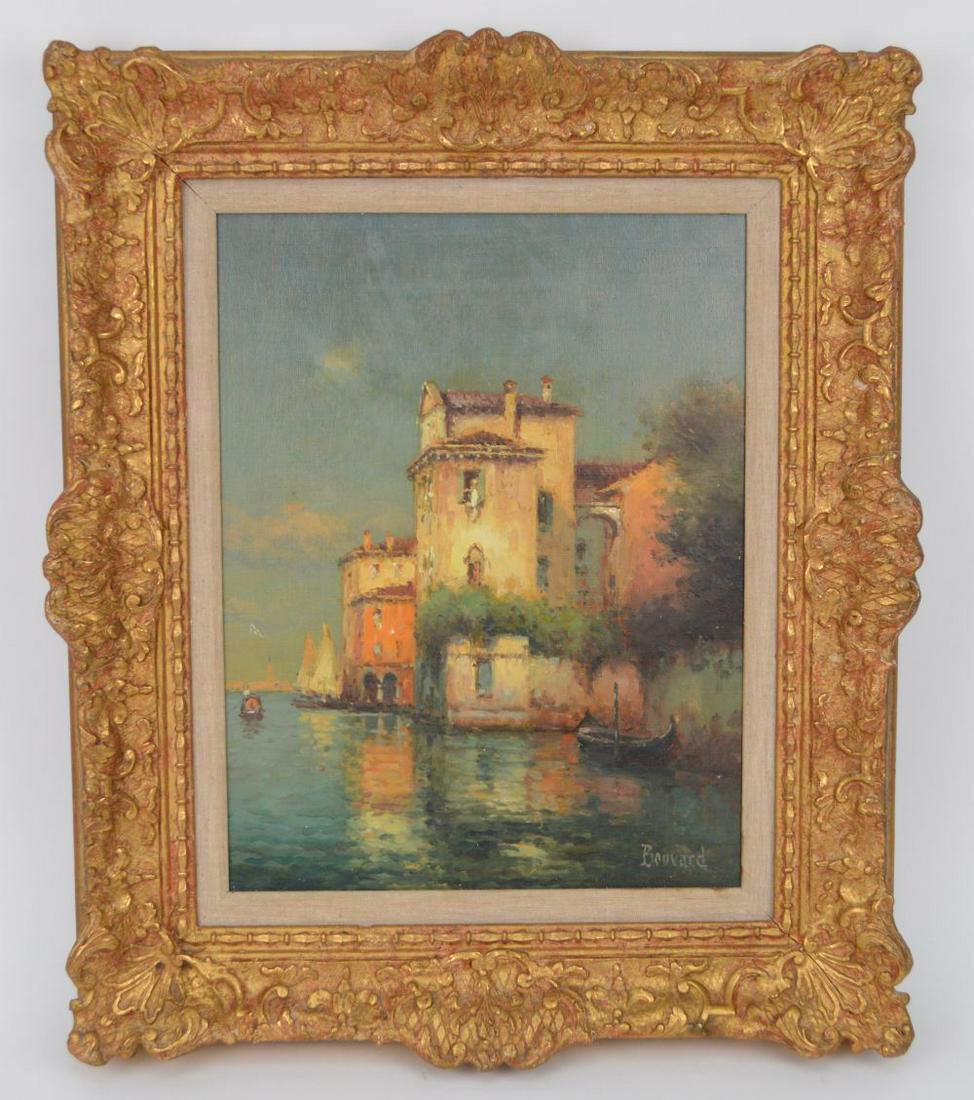 Antoine Bouvard (FRENCH, 1870–1956) Venice Scene, 13.5: Antoine Bouvard (FRENCH, 1870–1956) Venice Scene, 13.5 X 10.5 Oil on canvas Venice Scene. Provenance is Cooling Gallery London, label on back