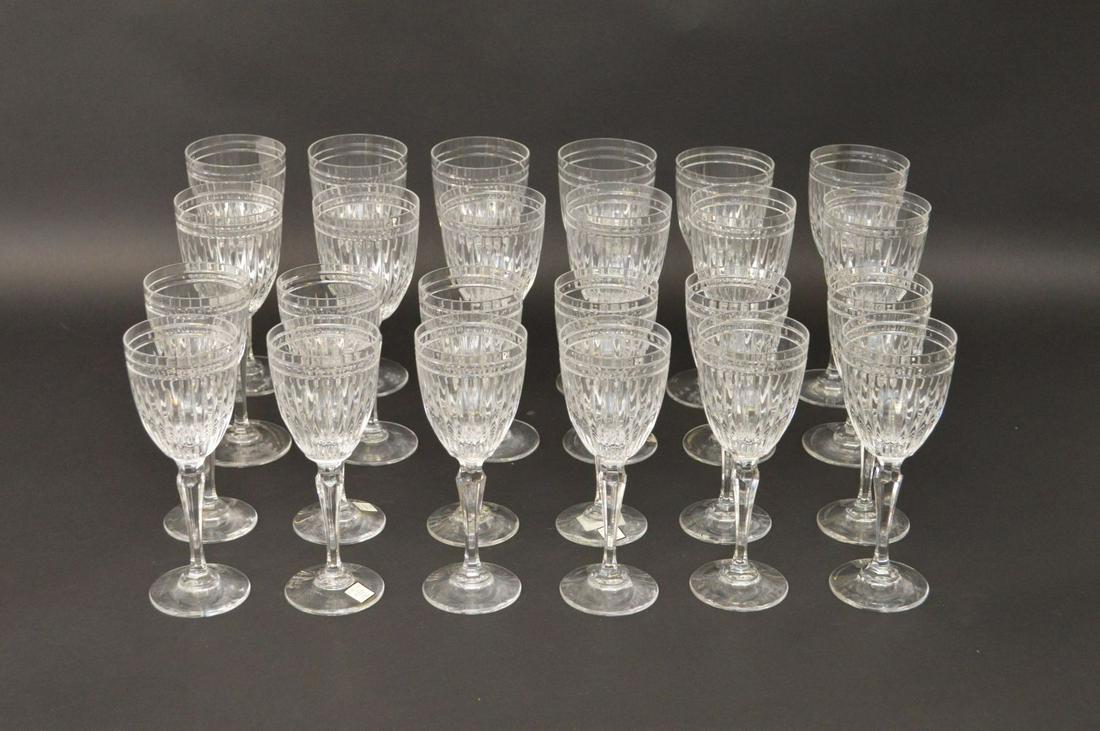 24 Waterford glasses, Marquis pattern, 2 assorted: 24 Waterford glasses, Marquis pattern, 2 assorted sizes, 7 3/4"h & 8 1/2"h