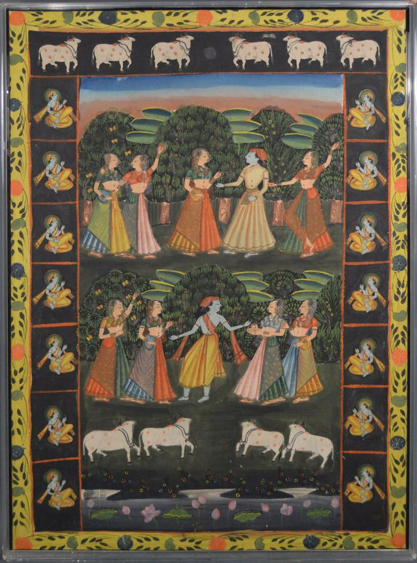 LARGE FRAMED INDIA HINDU PAINTING ON FABRIC Indian Feb 18, 2020