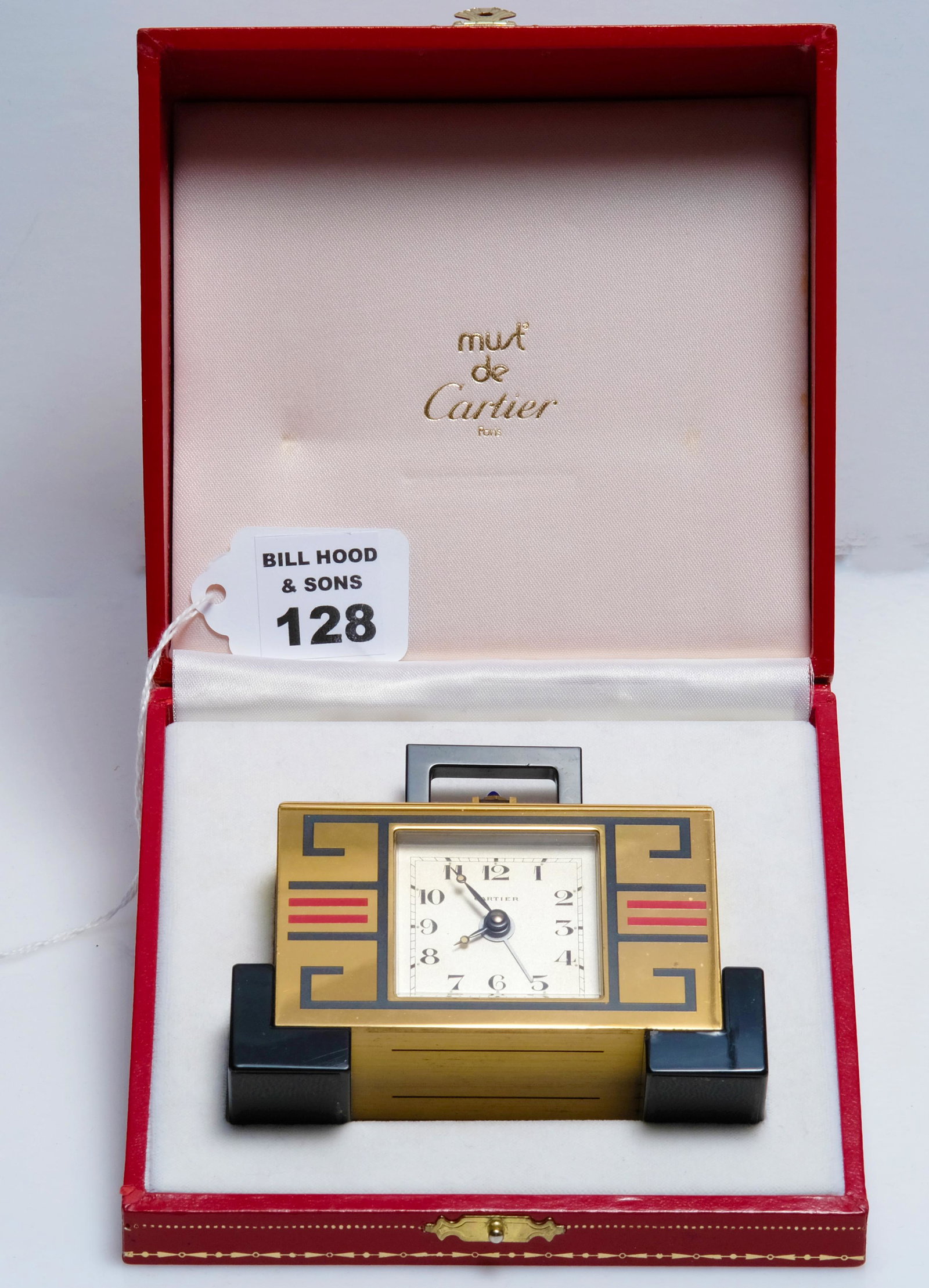 Cartier Gold & Black Desk Clock 02883. 4" x 3.75": Cartier Gold & Black Desk Clock 02883. 4" x 3.75" Condition good normal not working