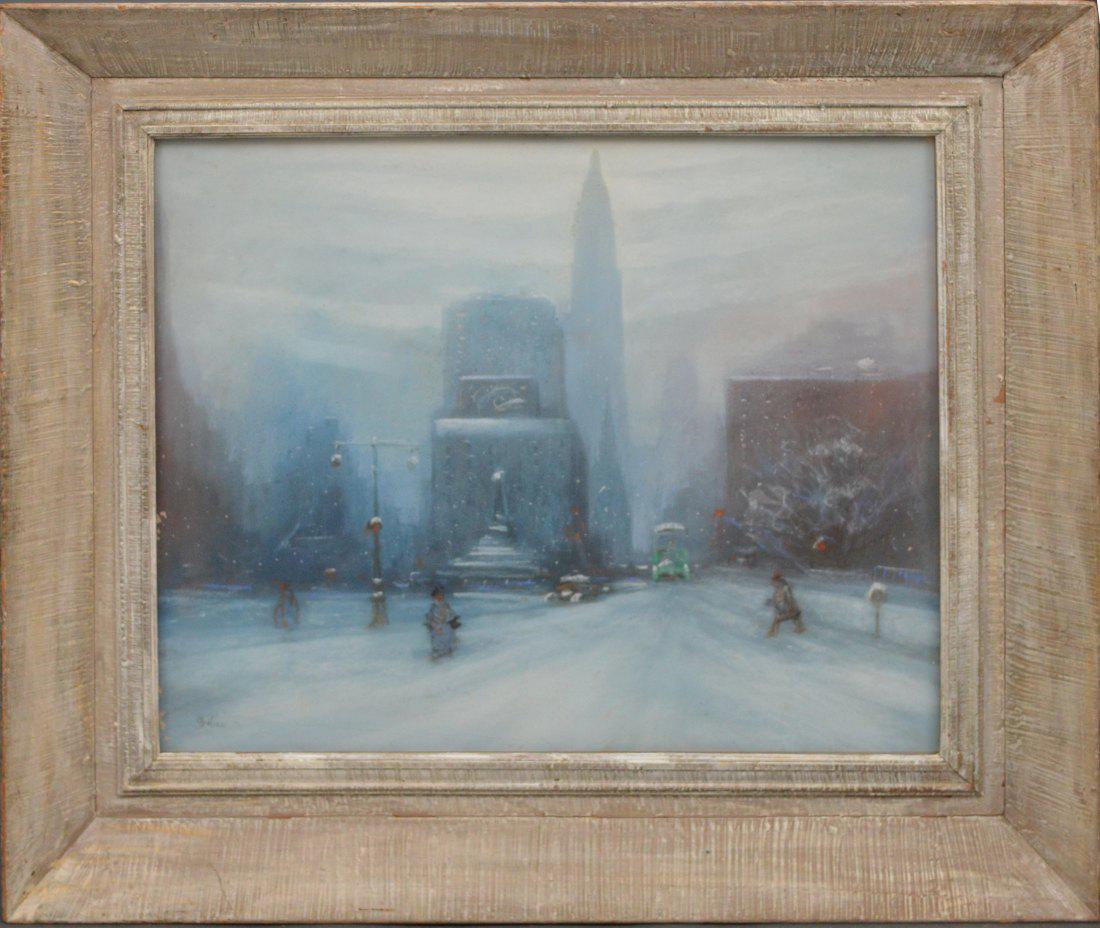 Leon Louis Dolice (American 1892 - 1960) Pastel on: Leon Louis Dolice (American 1892 - 1960) Pastel on paper, New York City Scene, 20 x 24 inches