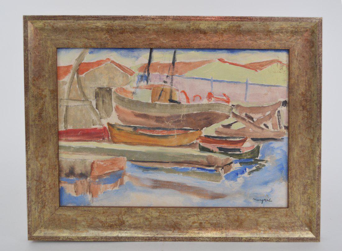 Albert Marquet (French 1875-1947) Marine Scene, Oil on: Albert Marquet (French 1875-1947) Marine Scene, Oil on Canvas, Signed Marquet, Image Size 9 x 13 Inches, Framed 12 1/4 x 16 1/2 Inches