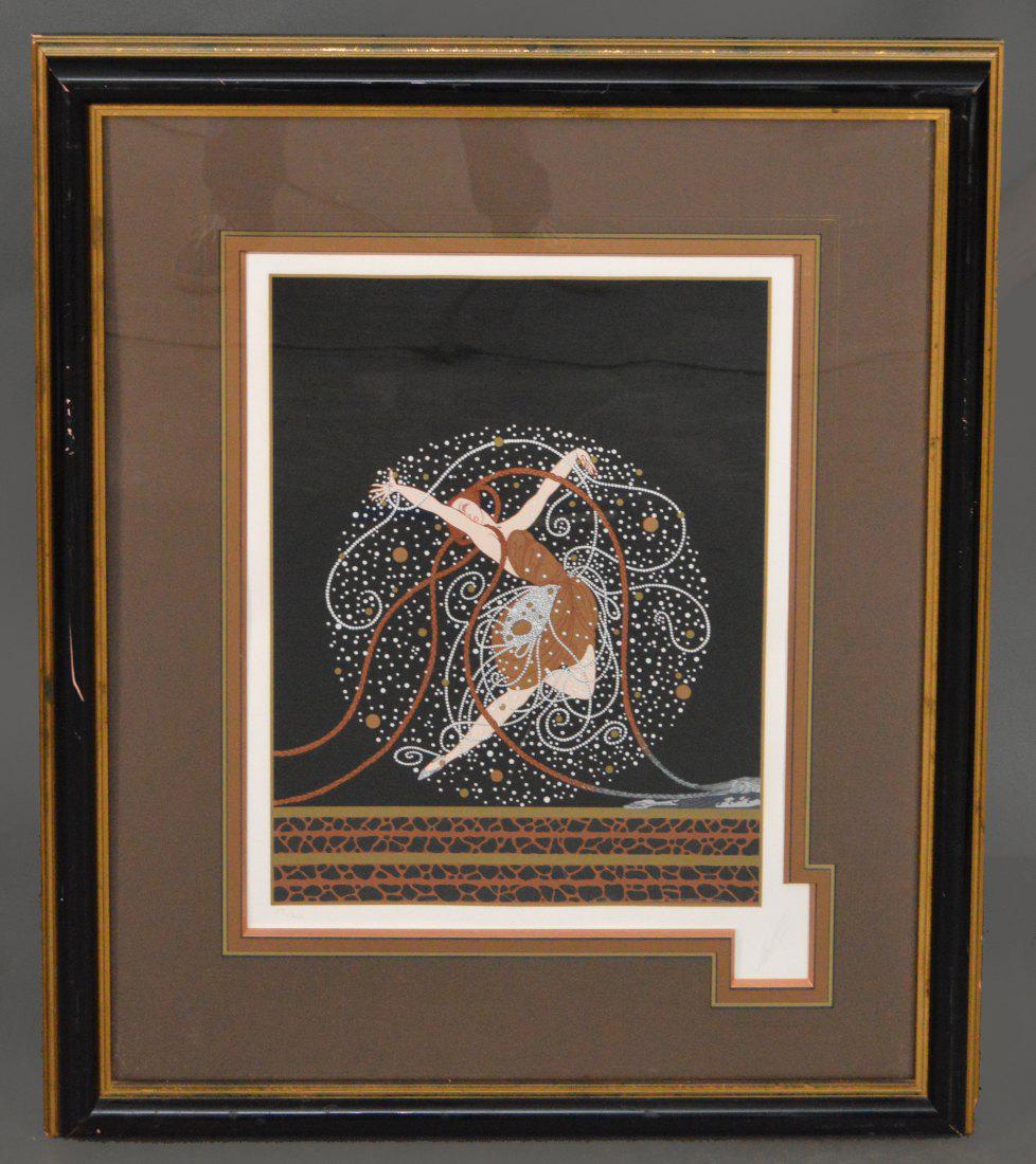 ERTE - SERIGRAPH Romain de Tirtoff Erte (Russian,: ERTE - SERIGRAPH Romain de Tirtoff Erte (Russian, 1892-1990) Serigraph Deco Dancer - 115/300 signed lower right, 27 x 18 inches, overall framed size 37 x 32 inches frame in rough shape