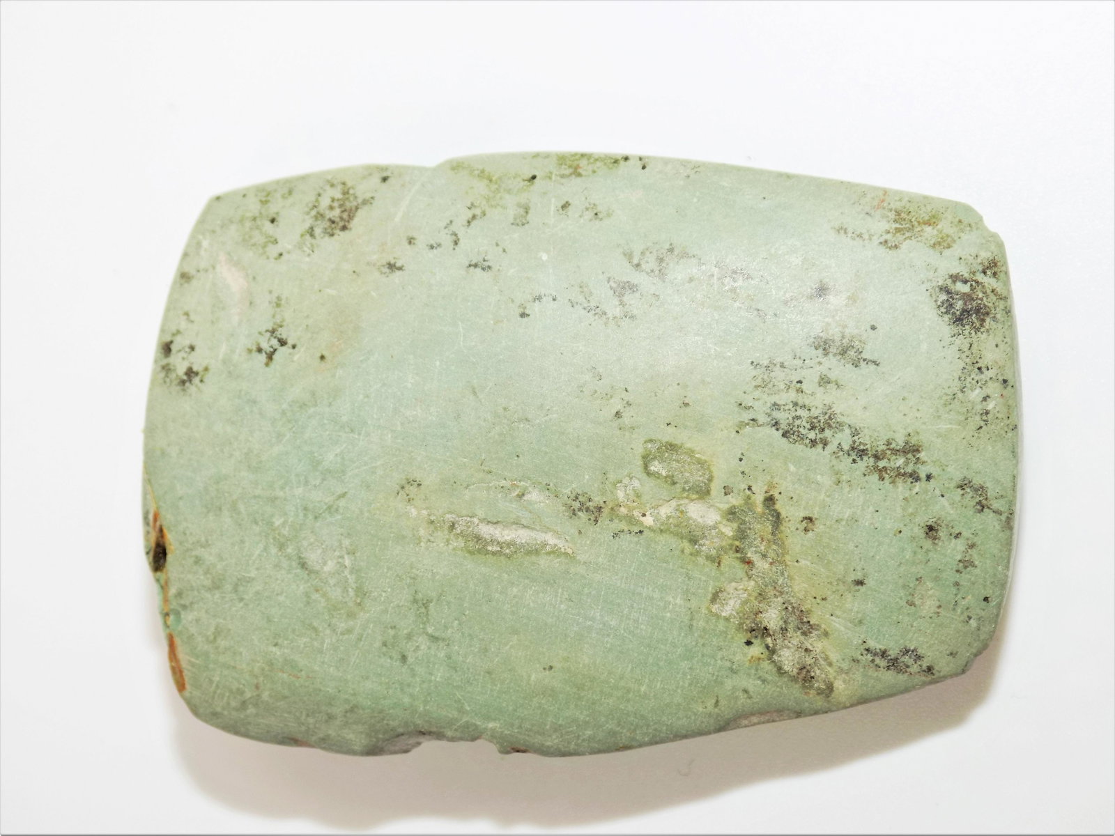 Pre-Columbian Tiza Stone Bead, Large Tiza Pendant Bead,: Pre-Columbian Tiza Stone Bead, Large Tiza Pendant Bead, Dimensions: 2 3/8" x 1 3/4", Origin: Costa Rica, Age: 800 A.D.
