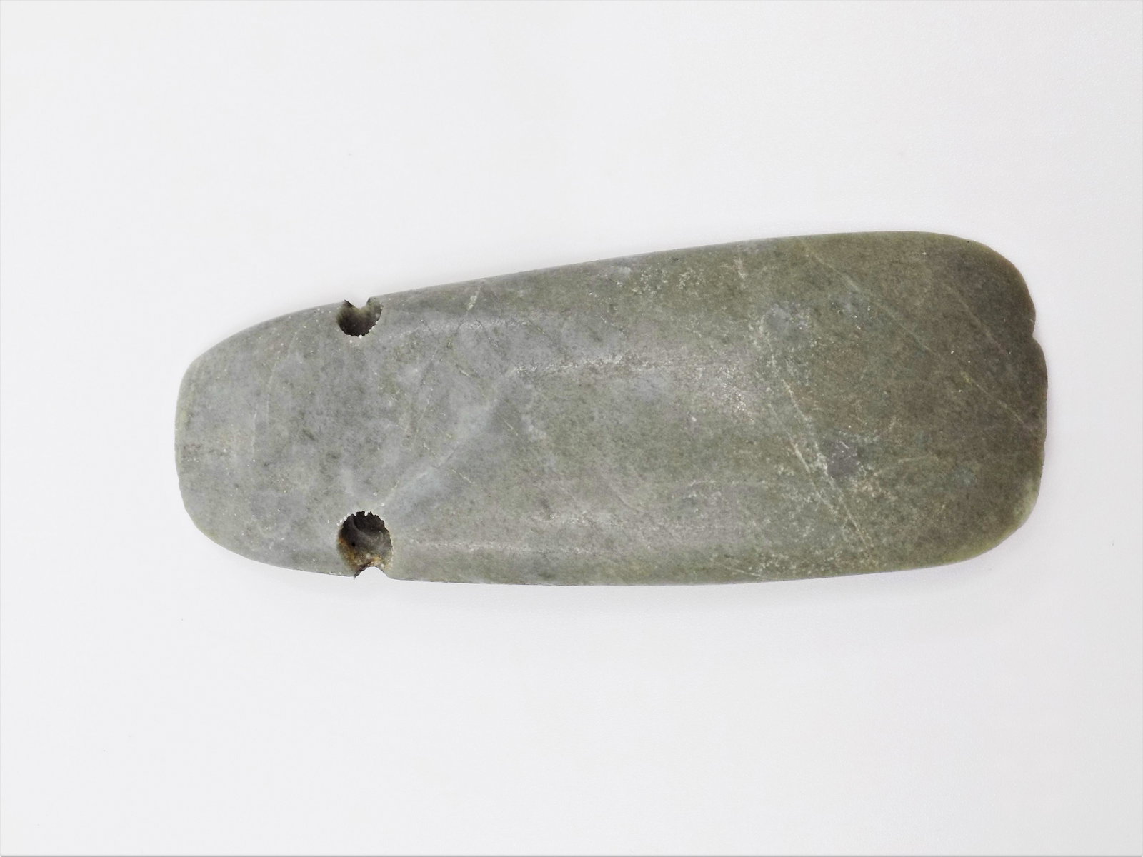 Pre-Columbian Jade Celt, Half Back, Dimensions: 3 1/4": Pre-Columbian Jade Celt, Half Back, Dimensions: 3 1/4" 1 1/4" Origin: Costa Rica, Age: 500-800 A.D.