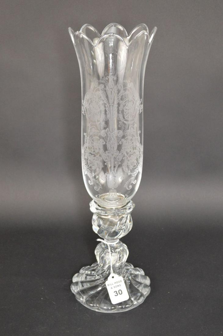 BACCARAT GLASS CANDLESTICK WITH HURRICANE SHADE.  Both (1 of 7)