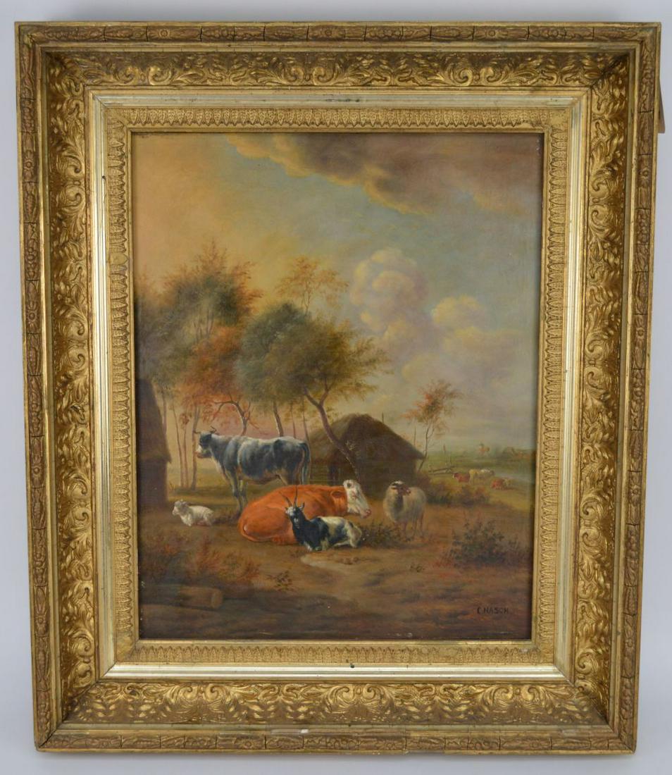 Carl Hasch (Austrian, 1834-1897) Farm Yard with lots of (1 of 9)