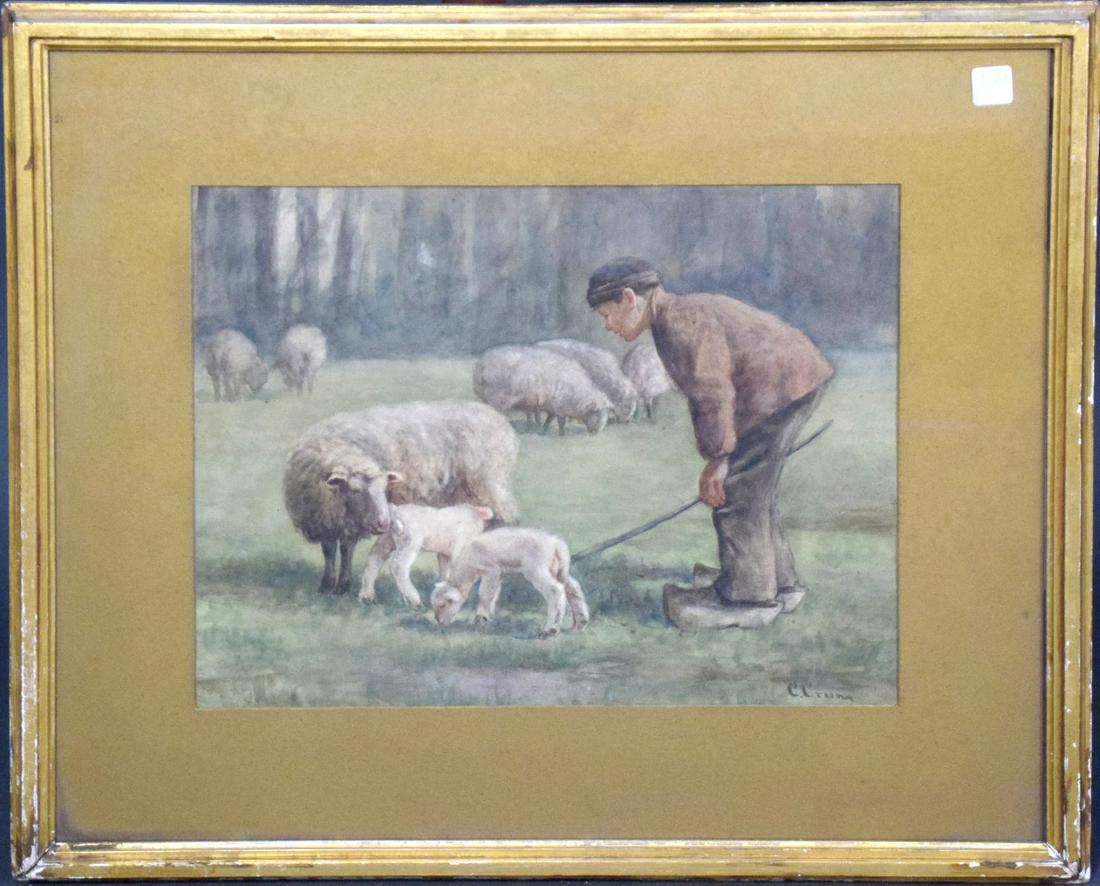 CLARK CRUM (American, 19th Century) Young Boy Sheep (1 of 4)