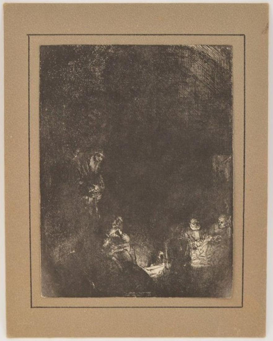 REMBRANDT 19th Century etching - THE ENTOMBMENT, (1 of 10)