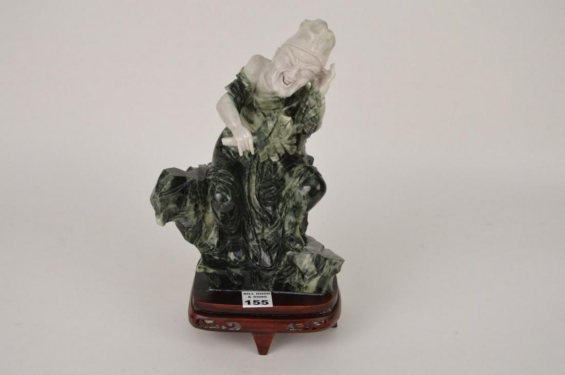 CHINESE CARVED SPINICH JADE FIGURE.  The carving (1 of 7)