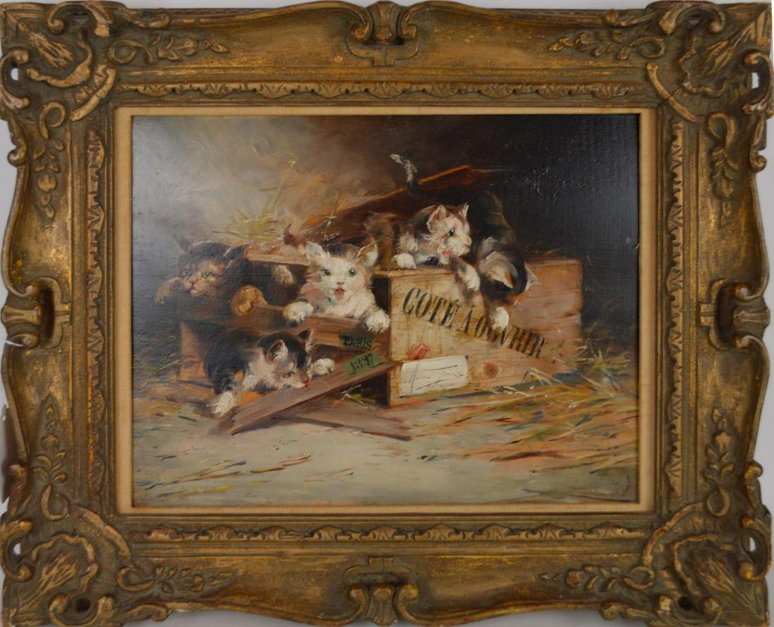 19th Century Continental Painting depicting 5 curious (1 of 6)