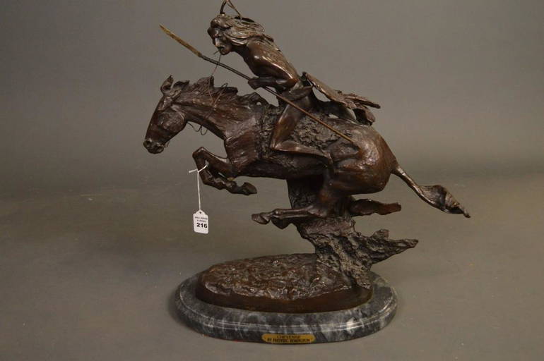 Frederic Remington "cheyenne" Bronze Sculpture On A