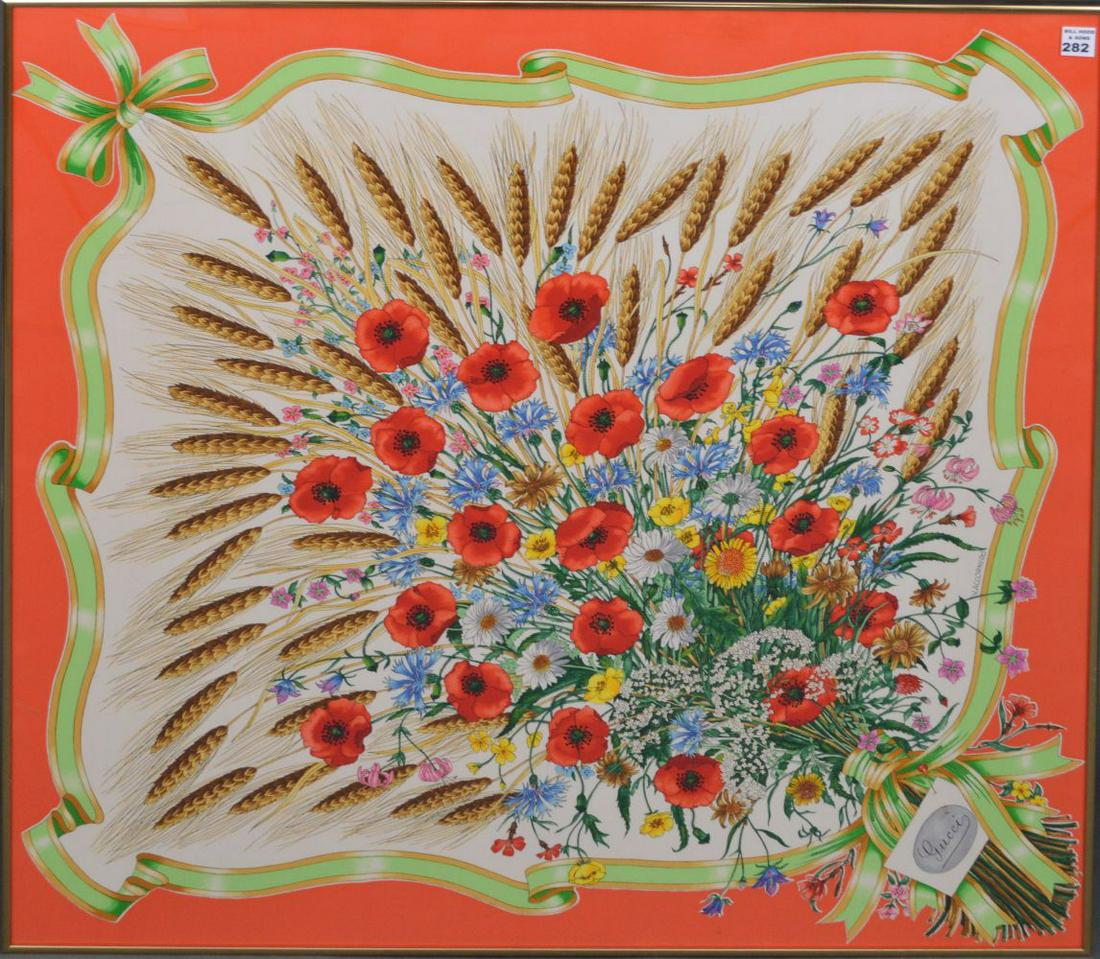 Gucci framed silk scarf, 33 x 33 inches (1 of 5)