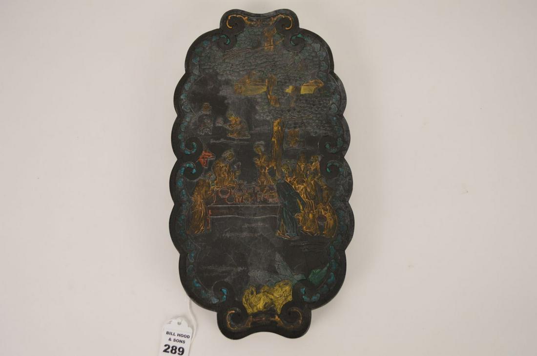 CHINESE INK CAKE WITH CANTON SCENE FRONT and script on (1 of 7)