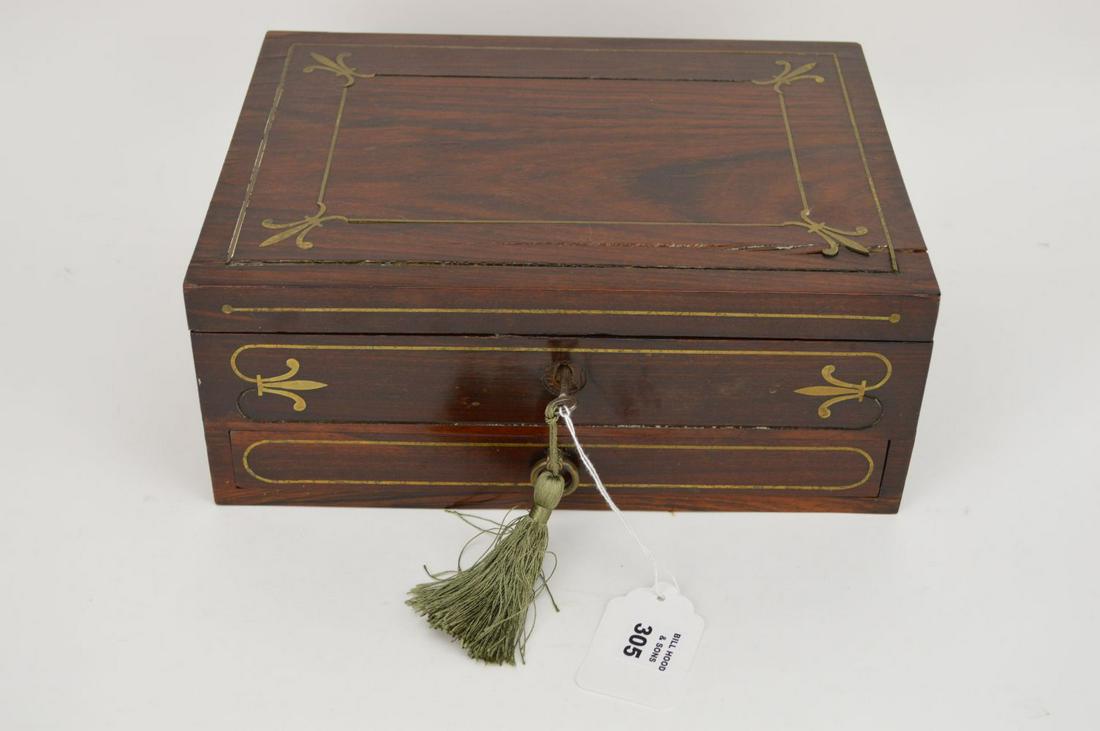 Mahogany, possibly Rosewood antique lined jewel or (1 of 7)