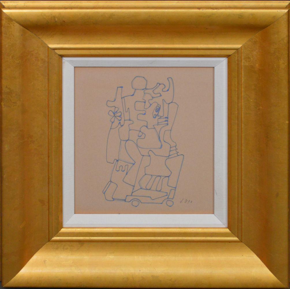 Abstract Composition signed JD, Blue Ink & Watercolor, (1 of 4)