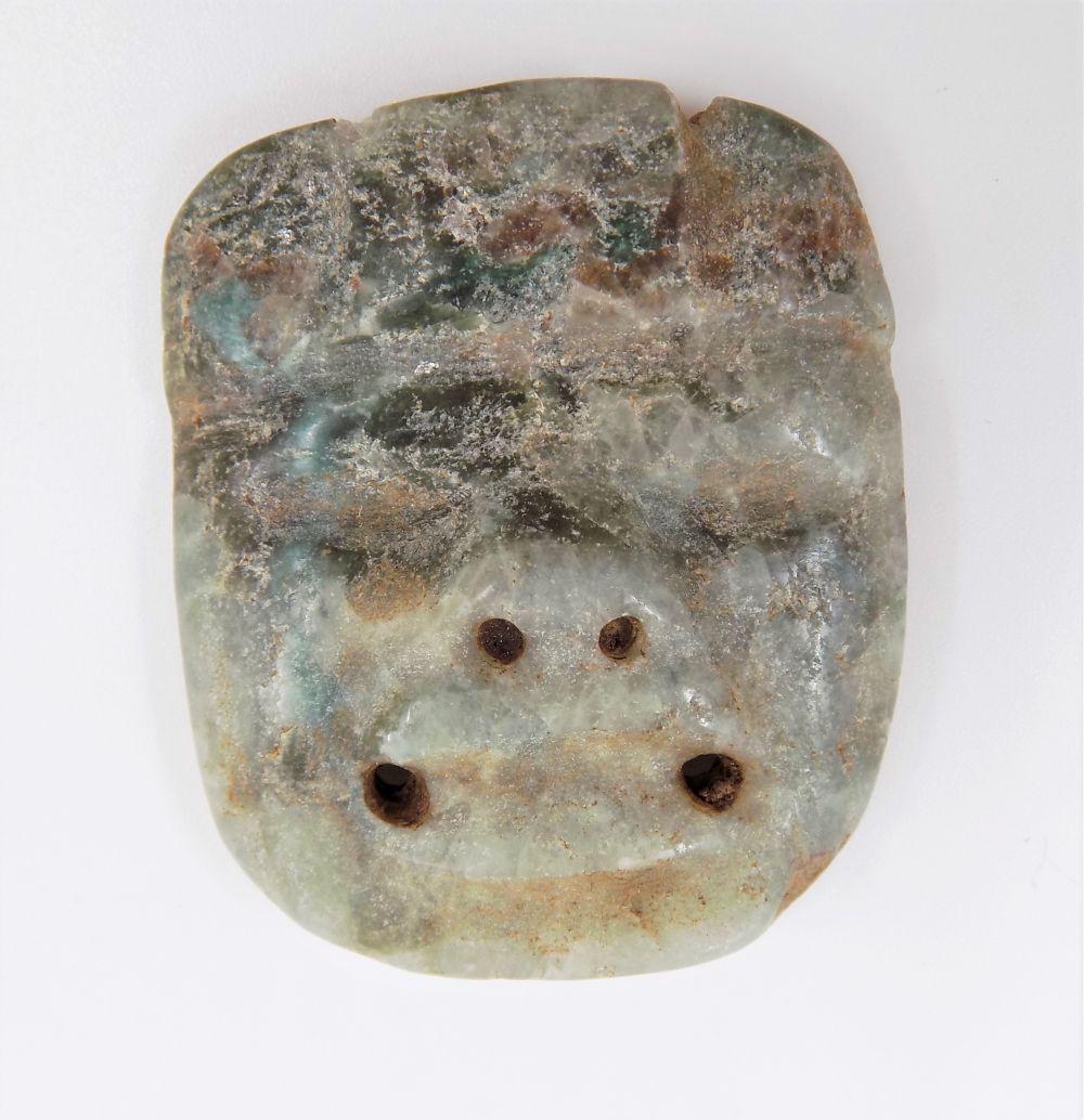 Pre-Columbian Olmec Maskette Pendant, Carved Jade Olmec (1 of 5)