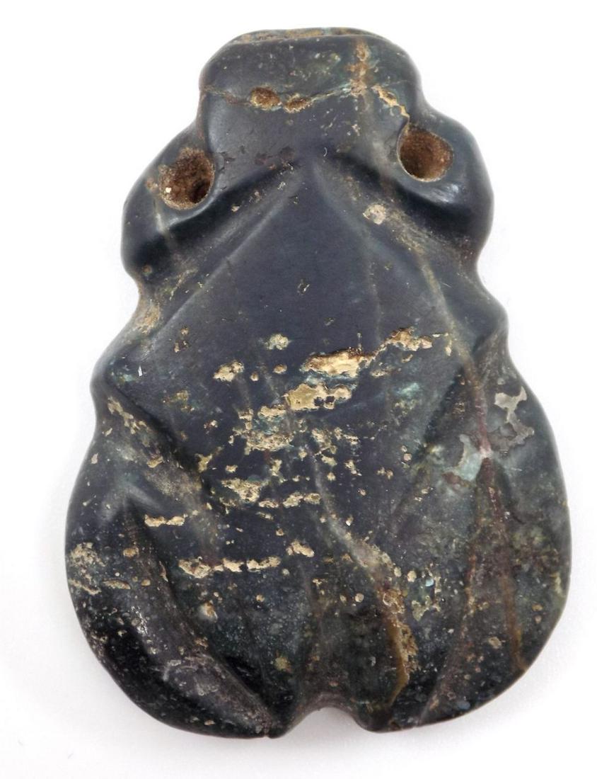 Pre-Columbian Blue Jade Frog Pendant, Dark Blue Jade (1 of 3)