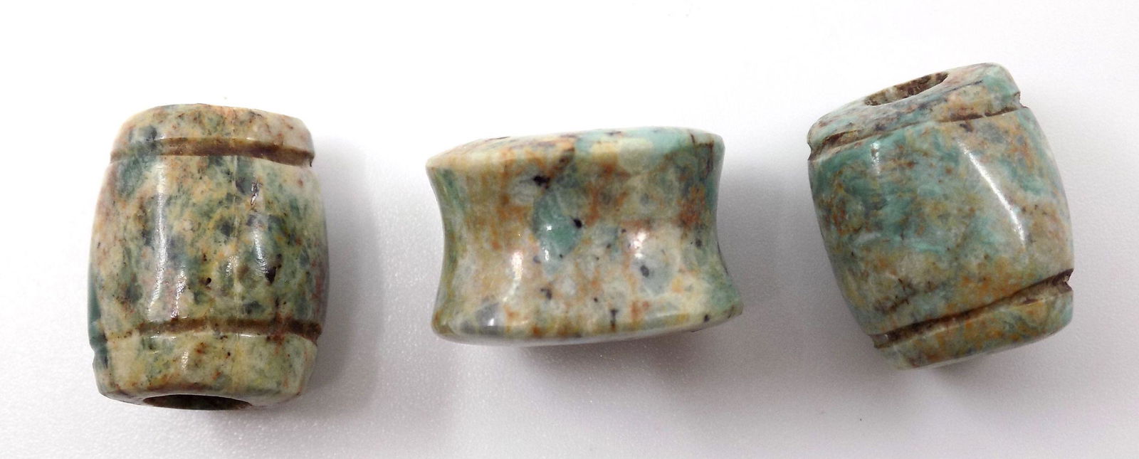 Pre-Columbian Mayan Green Jade Tubular Beads Lot of 3, (1 of 5)