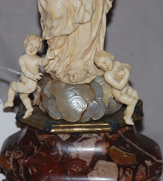 European ivory carved Madonna heavily carved - 3