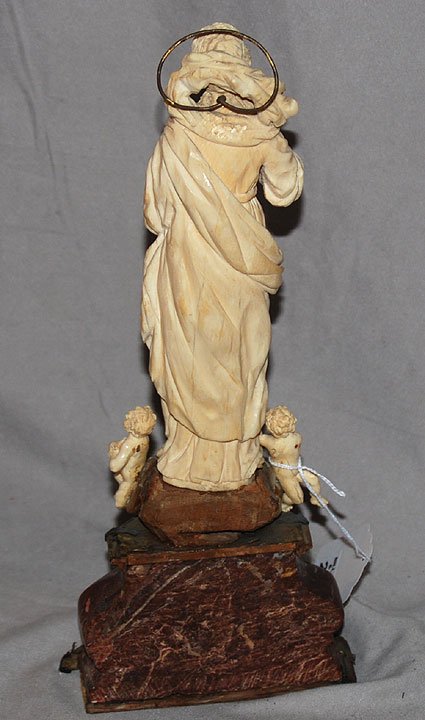 European ivory carved Madonna heavily carved - 4