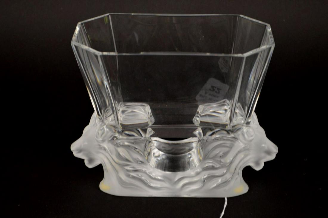 LALIQUE CRYSTAL "VENISE" LION VASE. Lalique Crystal (1 of 3)