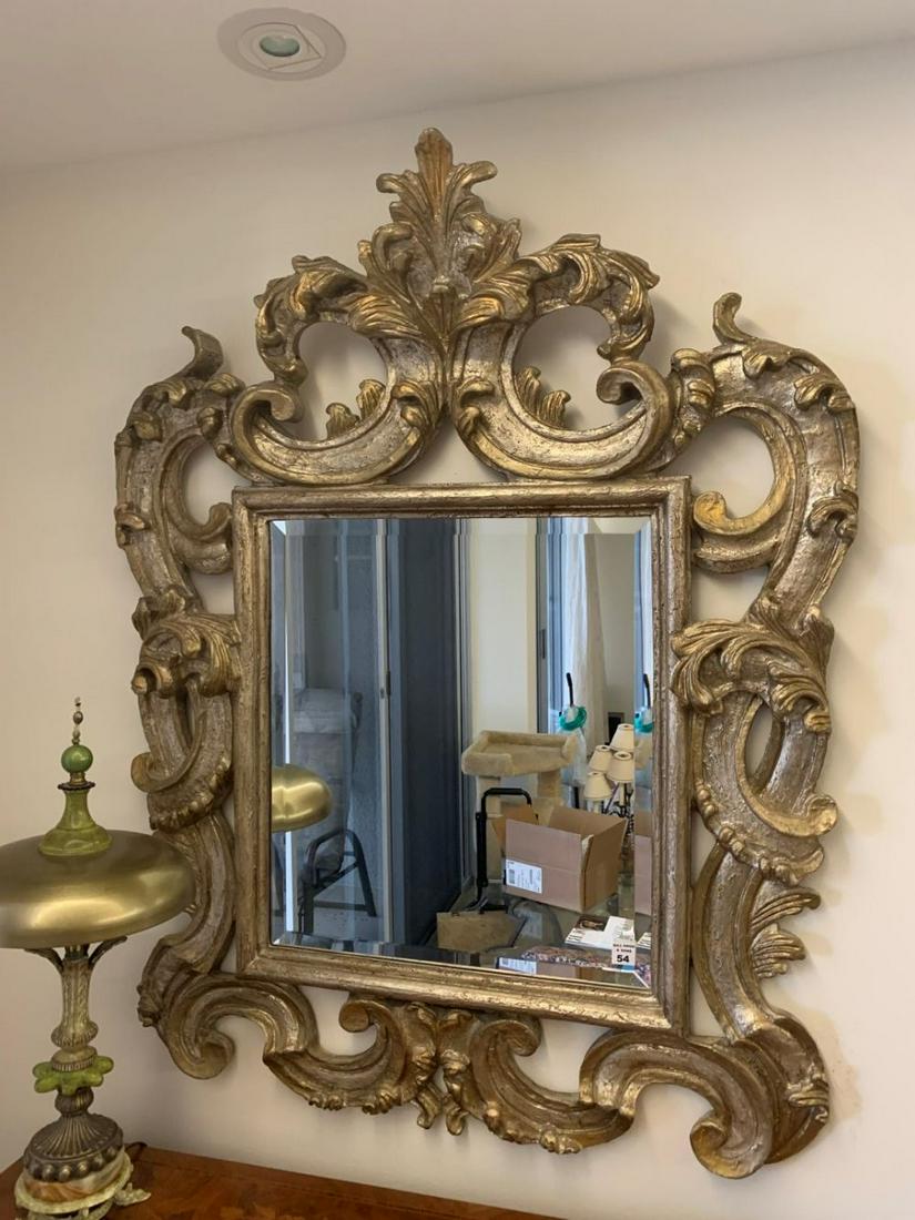 CARVED & GILDED ROCOCO STYLE MIRROR.  The composition (1 of 5)