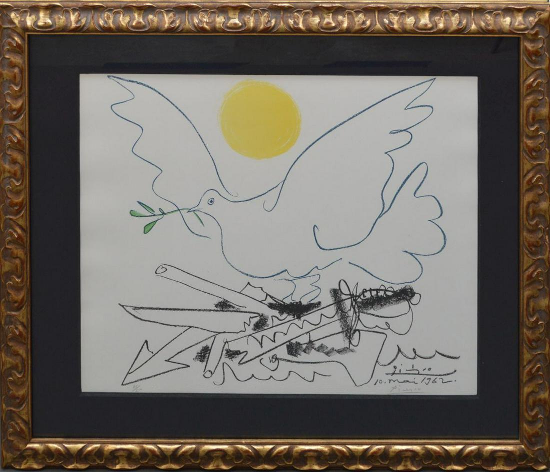 PABLO PICASSO DOVE WITH SUN Color Lithograph, Colombe (1 of 5)