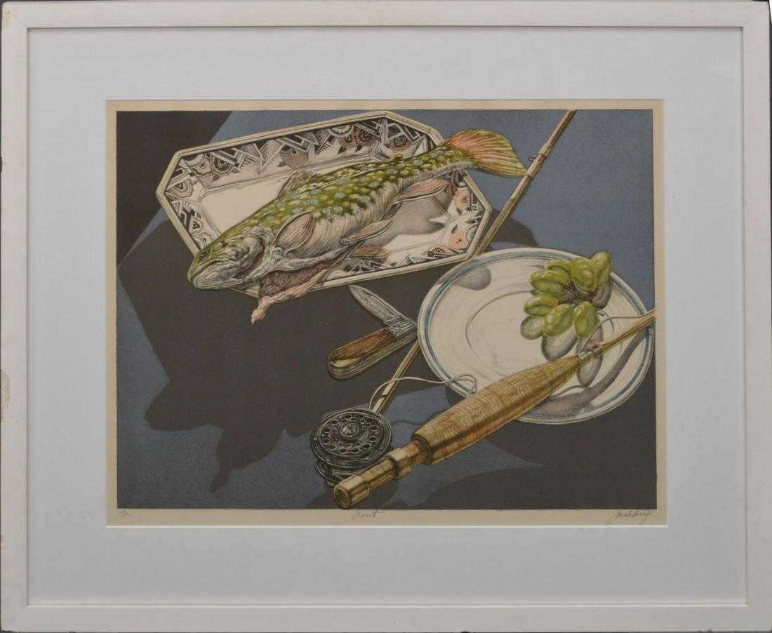 JACK BEAL (American. 1931-2013) TROUT STILL LIFE, color (1 of 7)