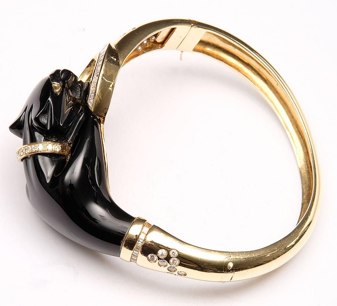 18K Yellow Gold Diamond Onyx Jaguar Bracelet. Inner (1 of 6)