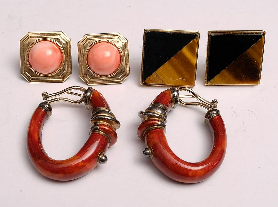 3 Pairs of 14k-18K Earring Lot. Size .75" -1.25"  Coral (1 of 7)