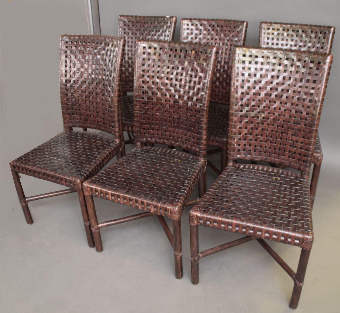 6 McGuire signed side chairs with rattan frames & (1 of 8)