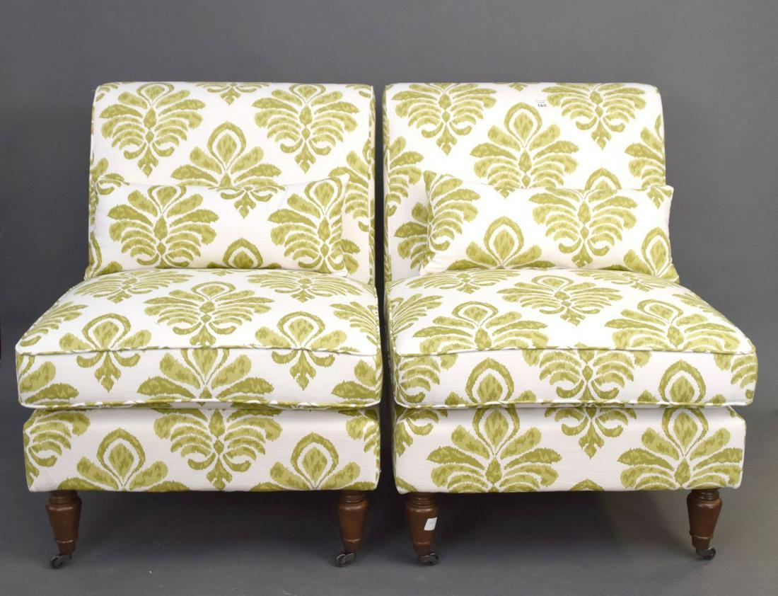 Modern Upholstered side chairs with rolled backs, green (1 of 4)
