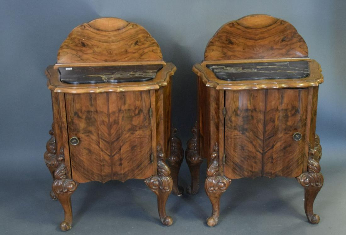 End Tables/Night Stands, carved & burled wood with (1 of 6)